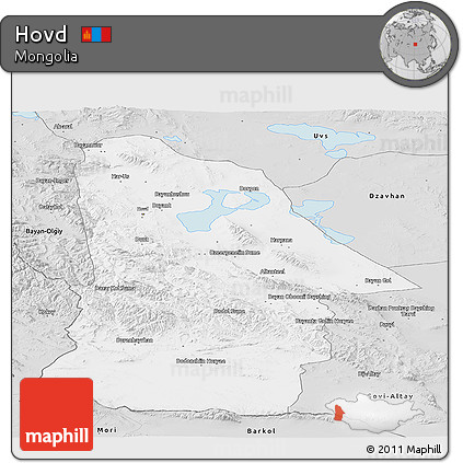 Silver Style Panoramic Map of Hovd
