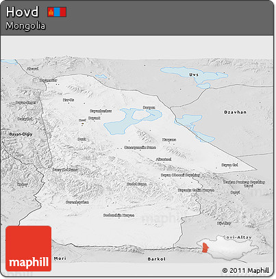 Silver Style Panoramic Map of Hovd