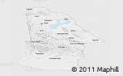 Silver Style Panoramic Map of Hovd, single color outside