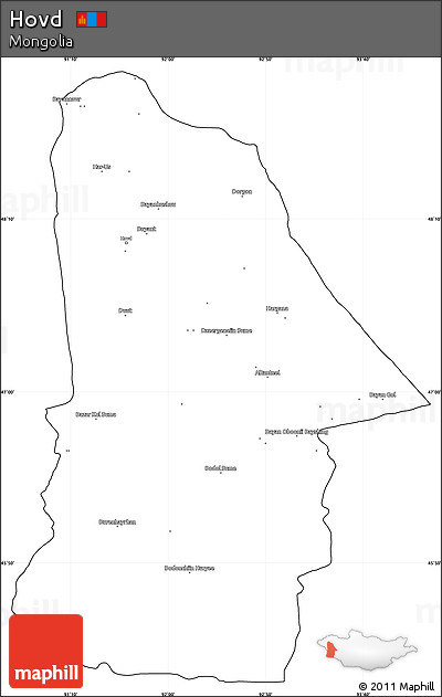 Blank Simple Map of Hovd, cropped outside