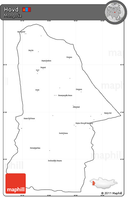 Blank Simple Map of Hovd, cropped outside