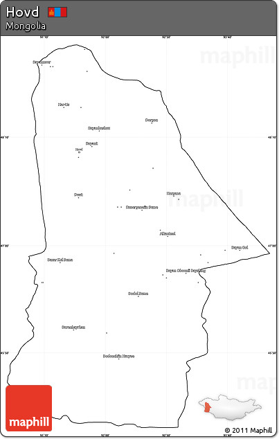Blank Simple Map of Hovd, cropped outside