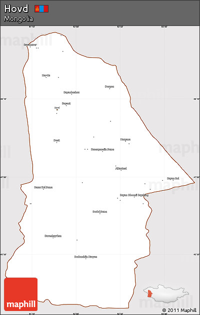 Classic Style Simple Map of Hovd, cropped outside