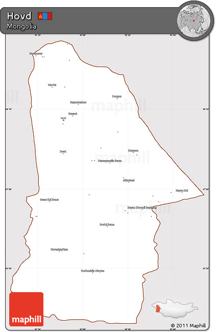 Classic Style Simple Map of Hovd, cropped outside