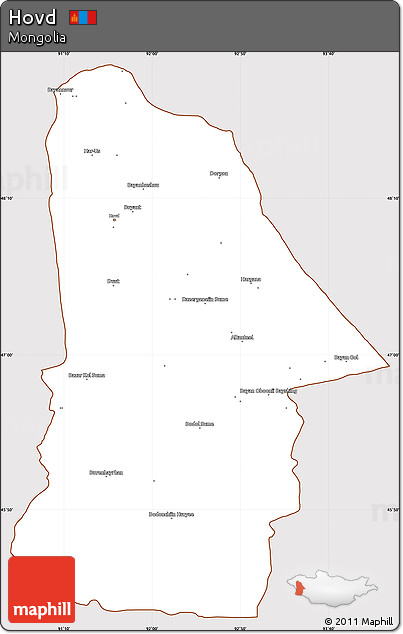 Classic Style Simple Map of Hovd, cropped outside