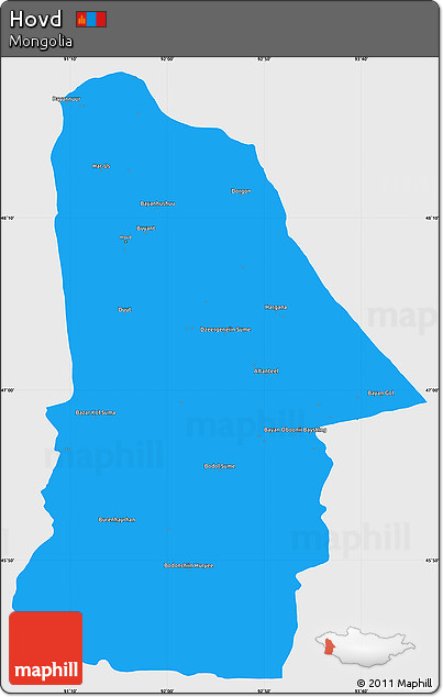 Political Simple Map of Hovd, single color outside