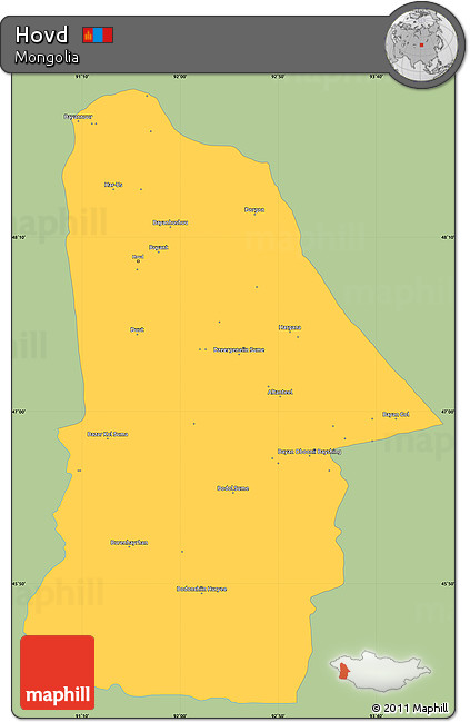 Savanna Style Simple Map of Hovd, single color outside