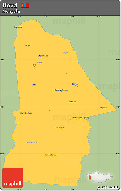 Savanna Style Simple Map of Hovd, single color outside