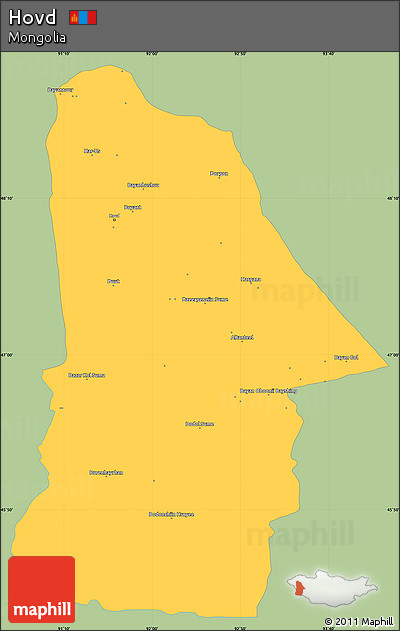 Savanna Style Simple Map of Hovd, single color outside