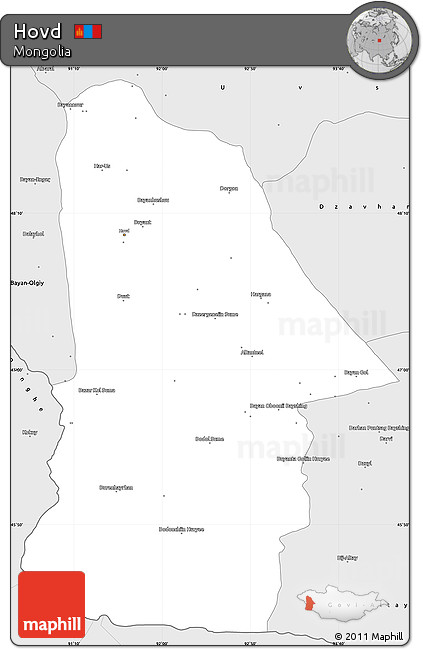 Silver Style Simple Map of Hovd