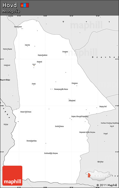 Silver Style Simple Map of Hovd