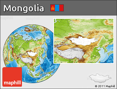 Blank Location Map of Mongolia, physical outside