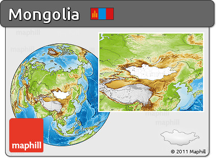 Blank Location Map of Mongolia, physical outside