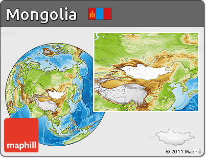 Blank Location Map of Mongolia, physical outside