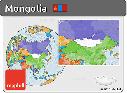 Blank Location Map of Mongolia, political outside