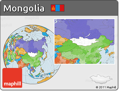 Blank Location Map of Mongolia, political outside