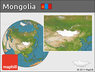 Blank Location Map of Mongolia, satellite outside
