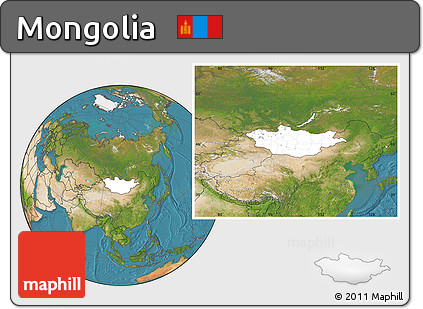 Blank Location Map of Mongolia, satellite outside