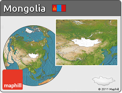 Blank Location Map of Mongolia, satellite outside