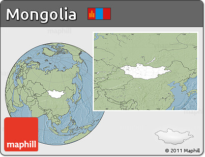 Blank Location Map of Mongolia, savanna style outside, hill shading outside