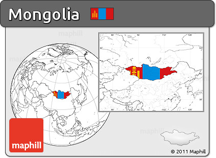 Flag Location Map of Mongolia, blank outside