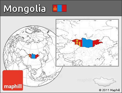 Flag Location Map of Mongolia, blank outside