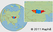 Flag Location Map of Mongolia, savanna style outside