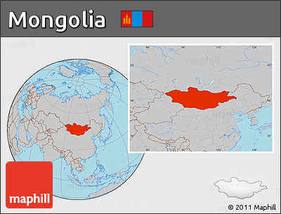 Gray Location Map of Mongolia