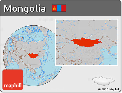 Gray Location Map of Mongolia