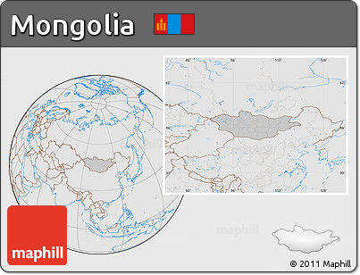 Gray Location Map of Mongolia, lighten, desaturated