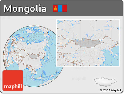 Gray Location Map of Mongolia, lighten, desaturated, land only