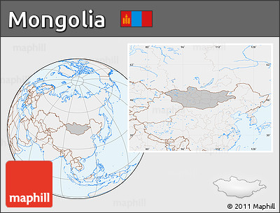 Gray Location Map of Mongolia, lighten