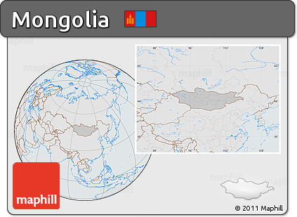 Gray Location Map of Mongolia, lighten, semi-desaturated