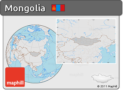 Gray Location Map of Mongolia, lighten, semi-desaturated, land only