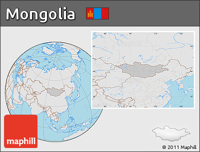 Gray Location Map of Mongolia, lighten, semi-desaturated, land only