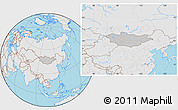 Gray Location Map of Mongolia, lighten, semi-desaturated, land only