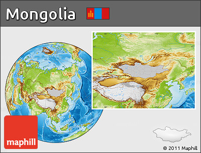 Gray Location Map of Mongolia, physical outside