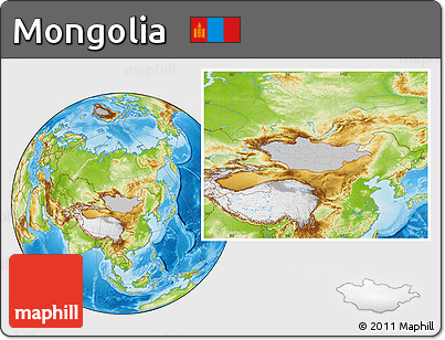 Gray Location Map of Mongolia, physical outside