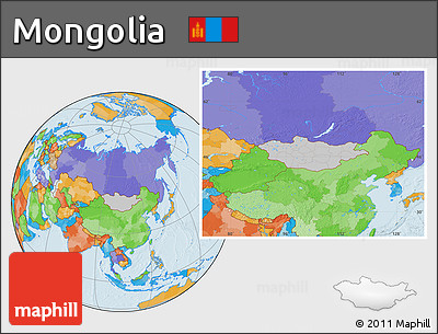 Gray Location Map of Mongolia, political outside