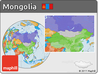 Gray Location Map of Mongolia, political outside