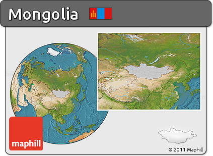 Gray Location Map of Mongolia, satellite outside