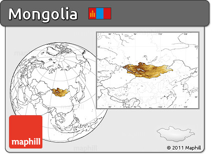 Physical Location Map of Mongolia, blank outside