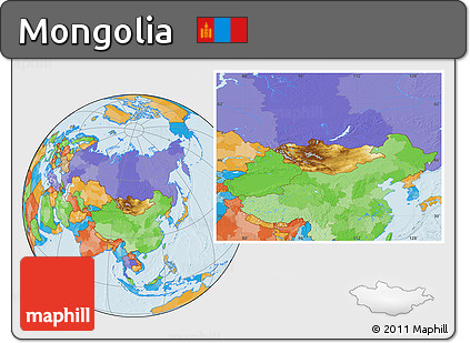 Physical Location Map of Mongolia, political outside
