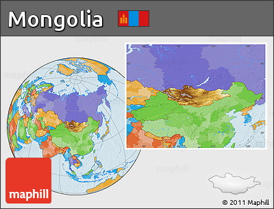 Physical Location Map of Mongolia, political outside