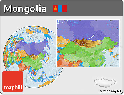 Physical Location Map of Mongolia, political outside