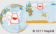 Political Location Map of Mongolia, highlighted continent, within the entire continent