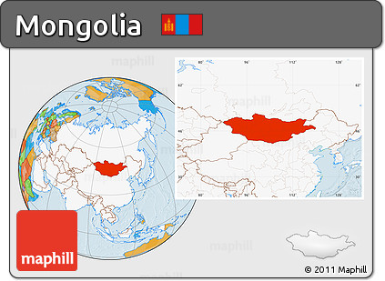 Political Location Map of Mongolia, highlighted continent