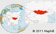 Political Location Map of Mongolia, highlighted continent