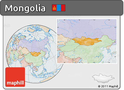 Political Location Map of Mongolia, lighten
