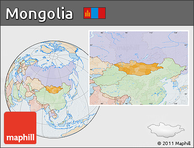 Political Location Map of Mongolia, lighten